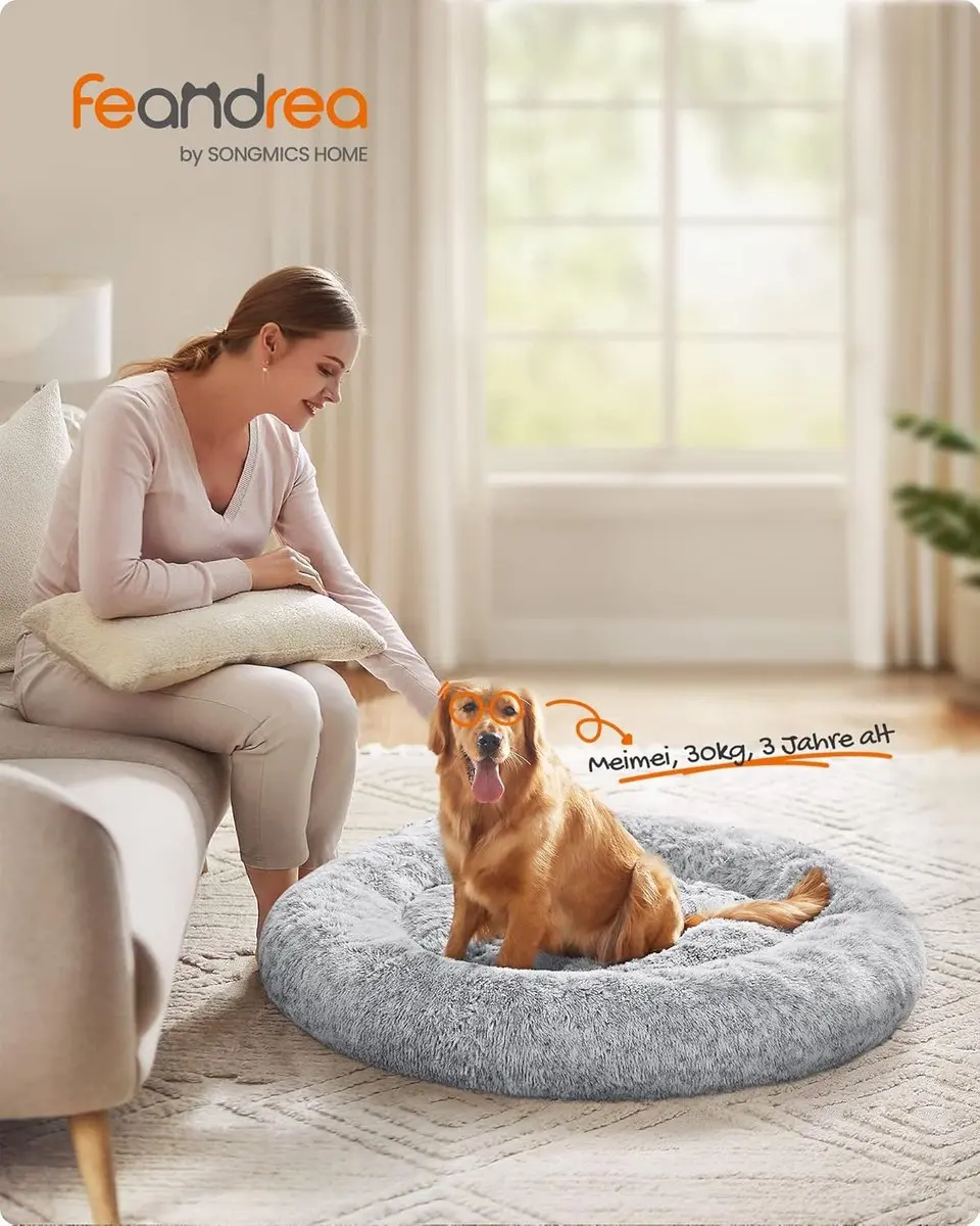 Feandrea Donut Hondenbed 120x120cm - Grijs - afbeelding 3 van 6