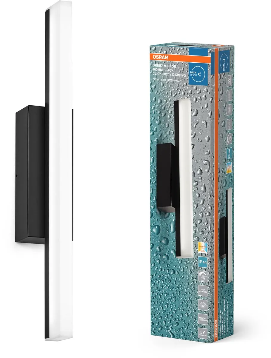 Osram Orbis Mirror 40cm Spiegelspot - 6,8W 650lm - Zwart - IP44