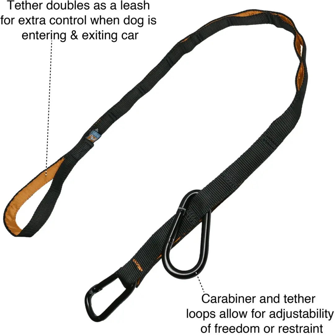 Kurgo Auto Zip Line & Leash voor honden - Zwart - afbeelding 4 van 6
