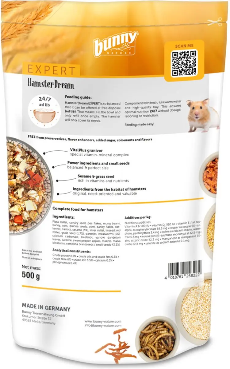 Bunny Nature Hamsterdroom Expert - Hamstervoer - 500g - afbeelding 2 van 6