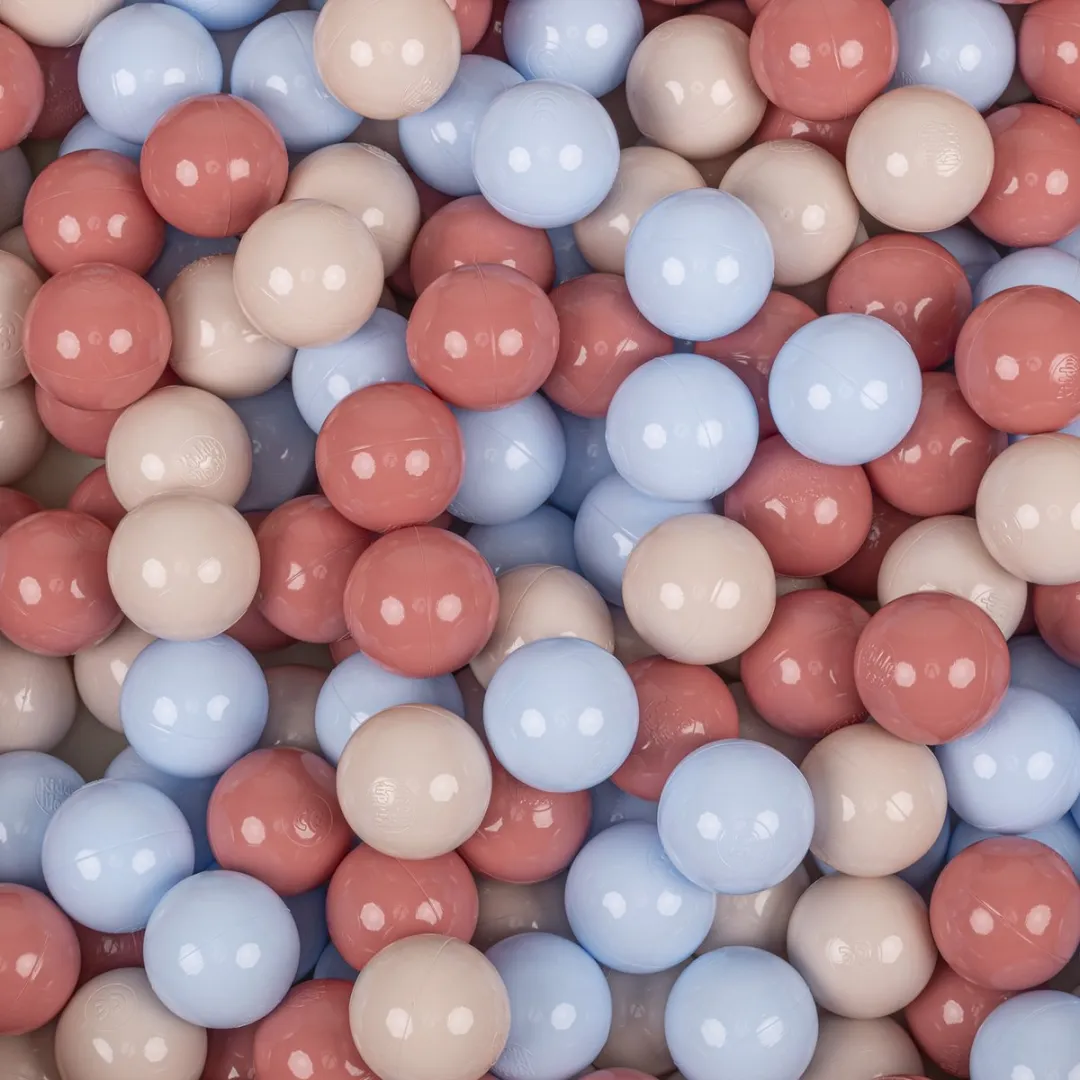 KiddyMoon Ballenbakballen 100 Stuks 7cm - Pastelbeige/Pastelblauw/Zalmkleurig