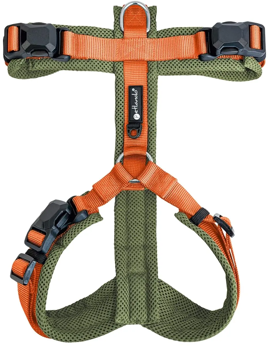 Harness Y-Comfort Olive-Orange met magnetische sluiting
