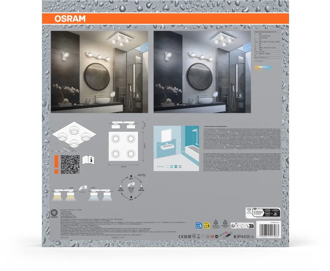 Osram Orbis Flame Wandlamp LED 22W 1400lm Instelbaar Wit - IP44