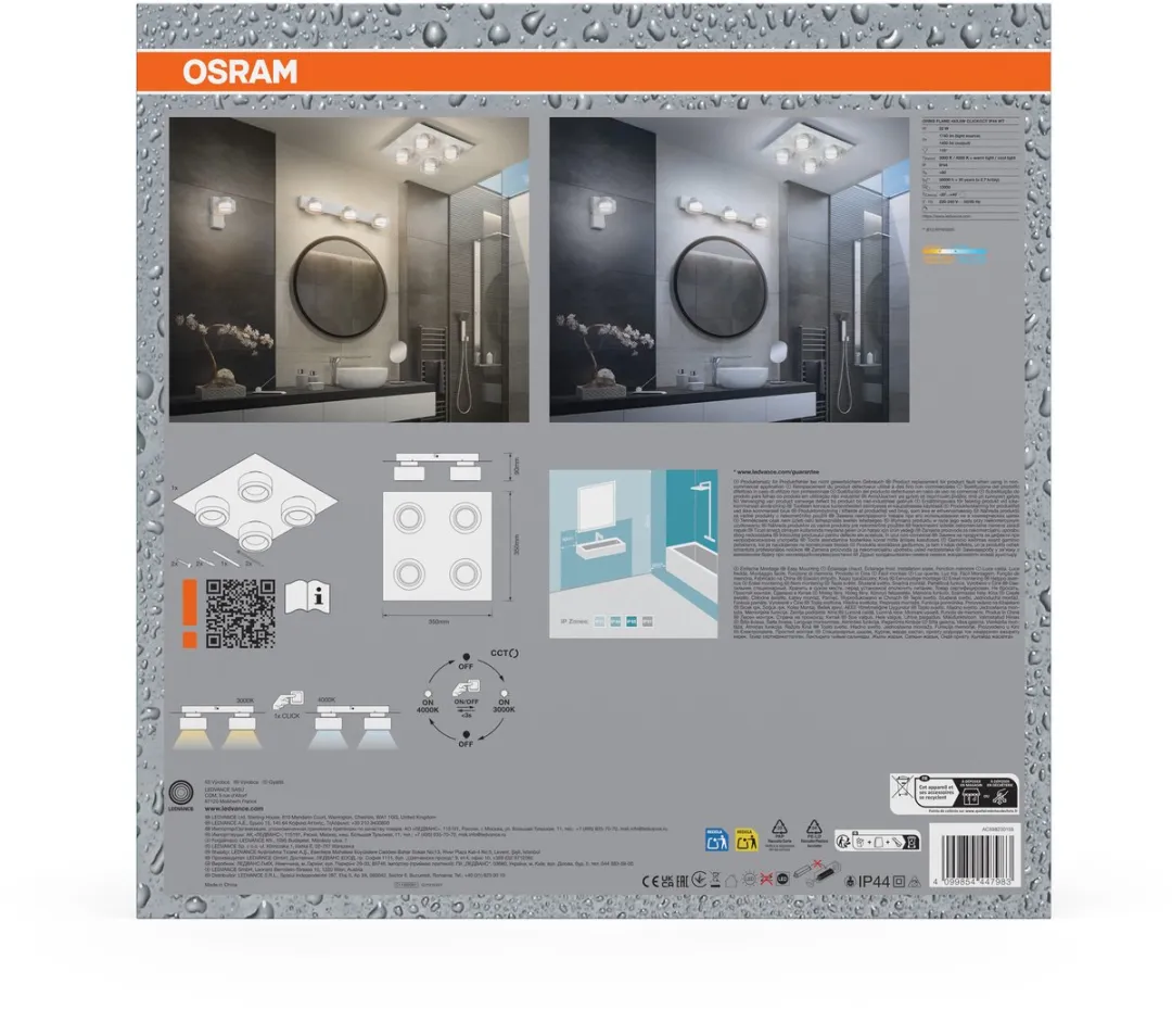 Osram Orbis Flame Wandlamp LED 22W 1400lm Instelbaar Wit - IP44