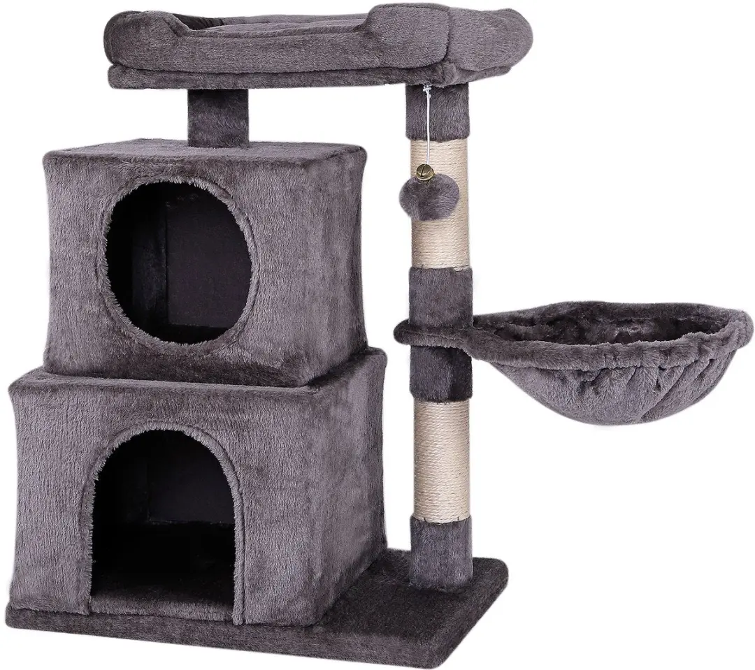 lionto Kattenkrabpaal, 70 cm met ligplekken & speelbal, donkergrijs