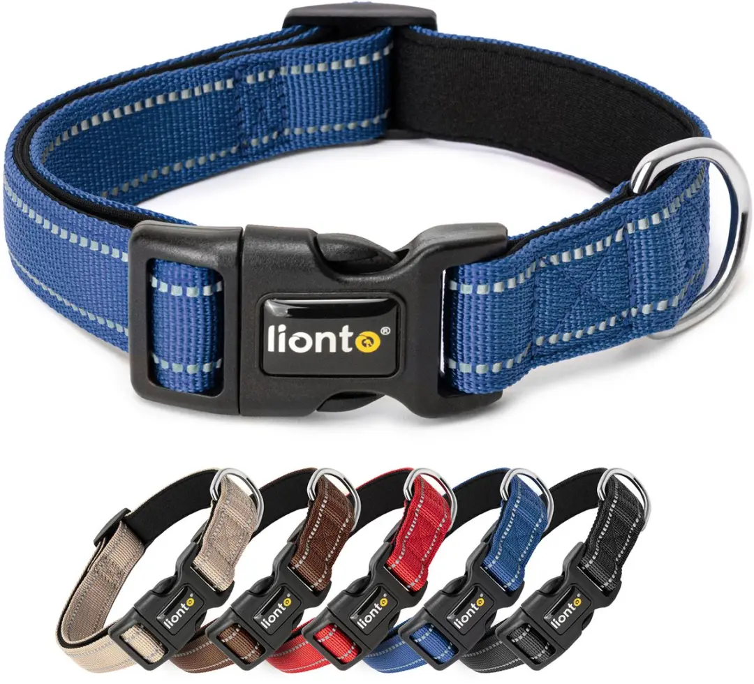 lionto reflecterende hondenhalsband, verstelbaar 40-60 cm L blauw