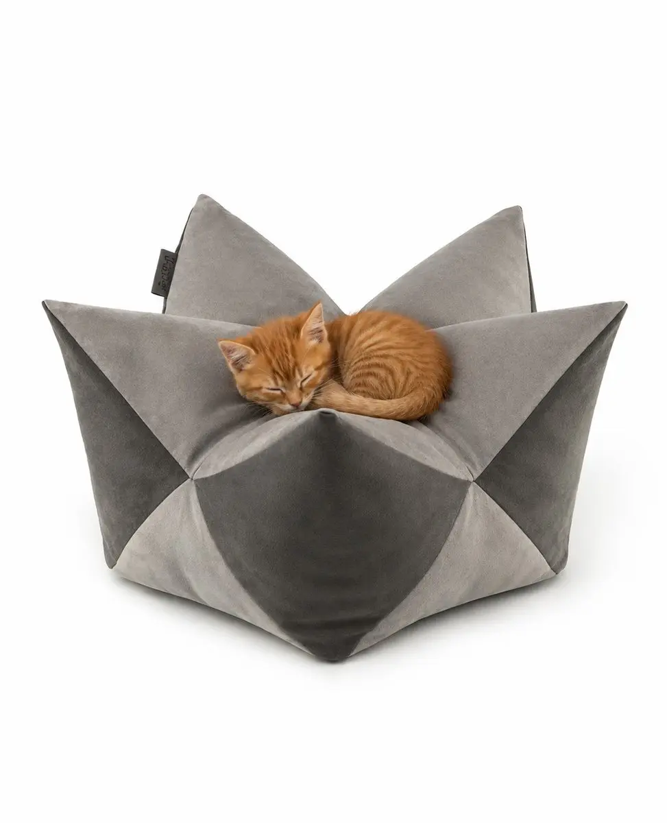 lionto Sterrenkussen kat, zacht kattenbed 60x35 cm lichtgrijs/donkergrijs
