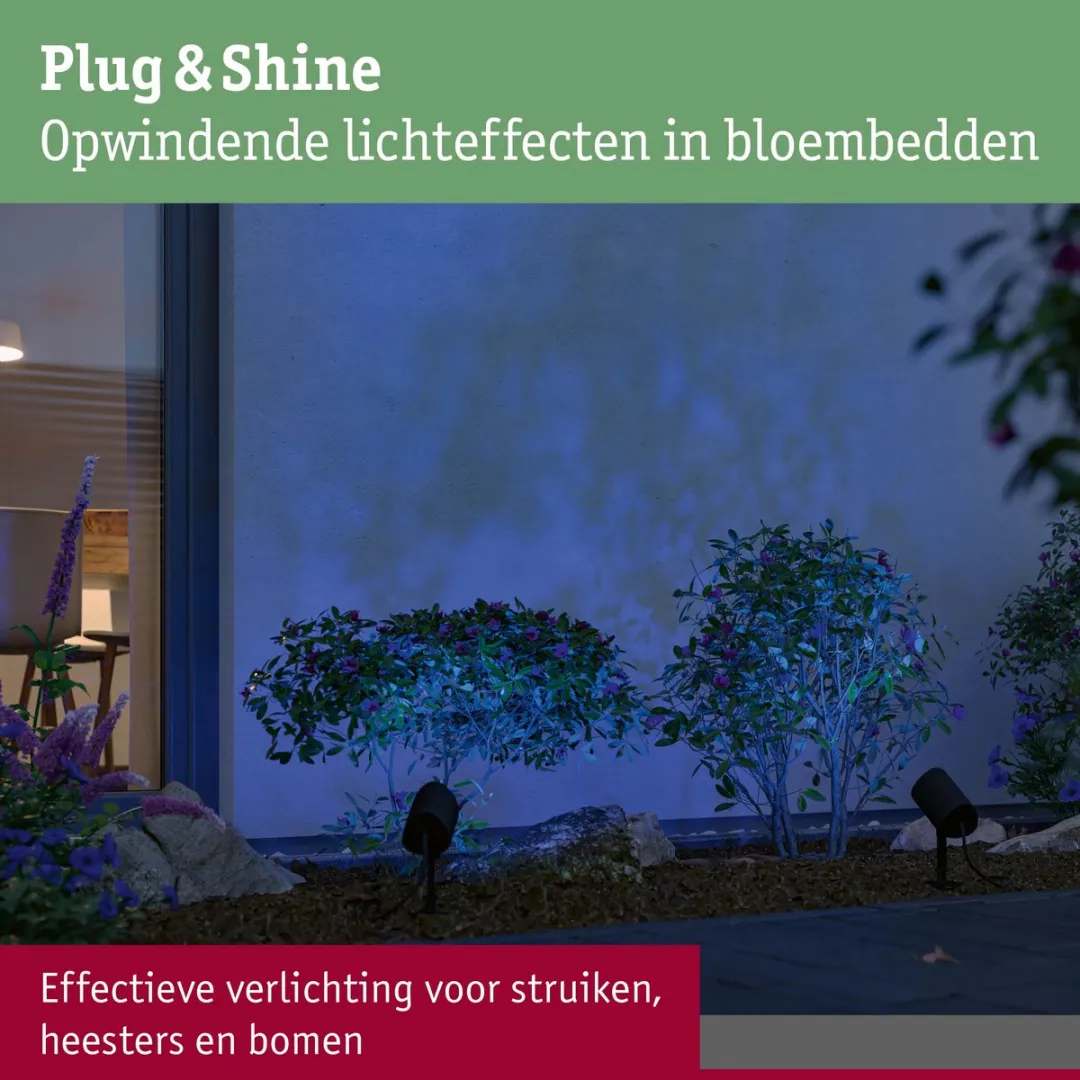 Paulmann Plug & Shine LED Tuinspot Smart Home Zigbee 3.0 Shira IP65 RGBW+ 6,5W Antraciet - afbeelding 6 van 6
