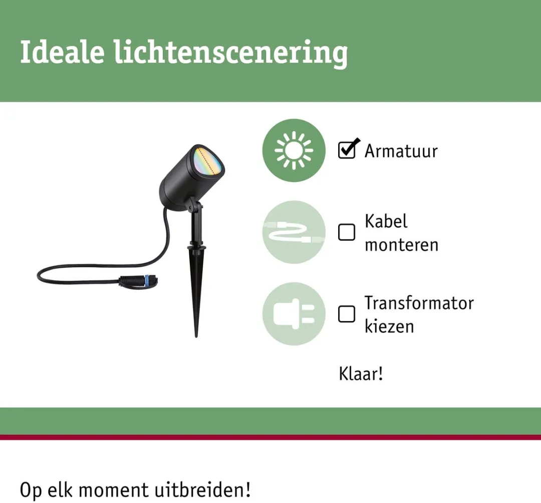 Paulmann Plug & Shine LED Tuinspot Smart Home Zigbee 3.0 Shira IP65 RGBW+ 6,5W Antraciet