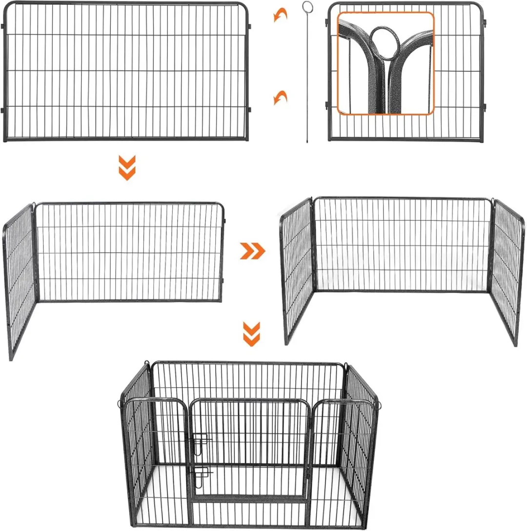 Feandrea Puppyren Dierenhok Metaal 122x80x70cm - Grijs - afbeelding 6 van 6
