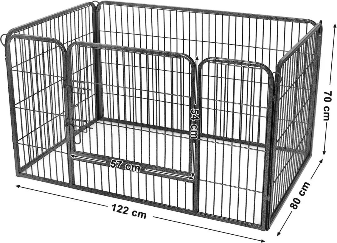 Feandrea Puppyren Dierenhok Metaal 122x80x70cm - Grijs - afbeelding 4 van 6