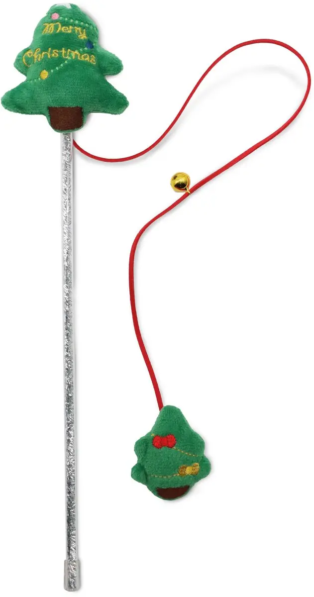 Croci Kattenhengel met kerstboom speeltje voor interactieve jachtspelletjes 45 c