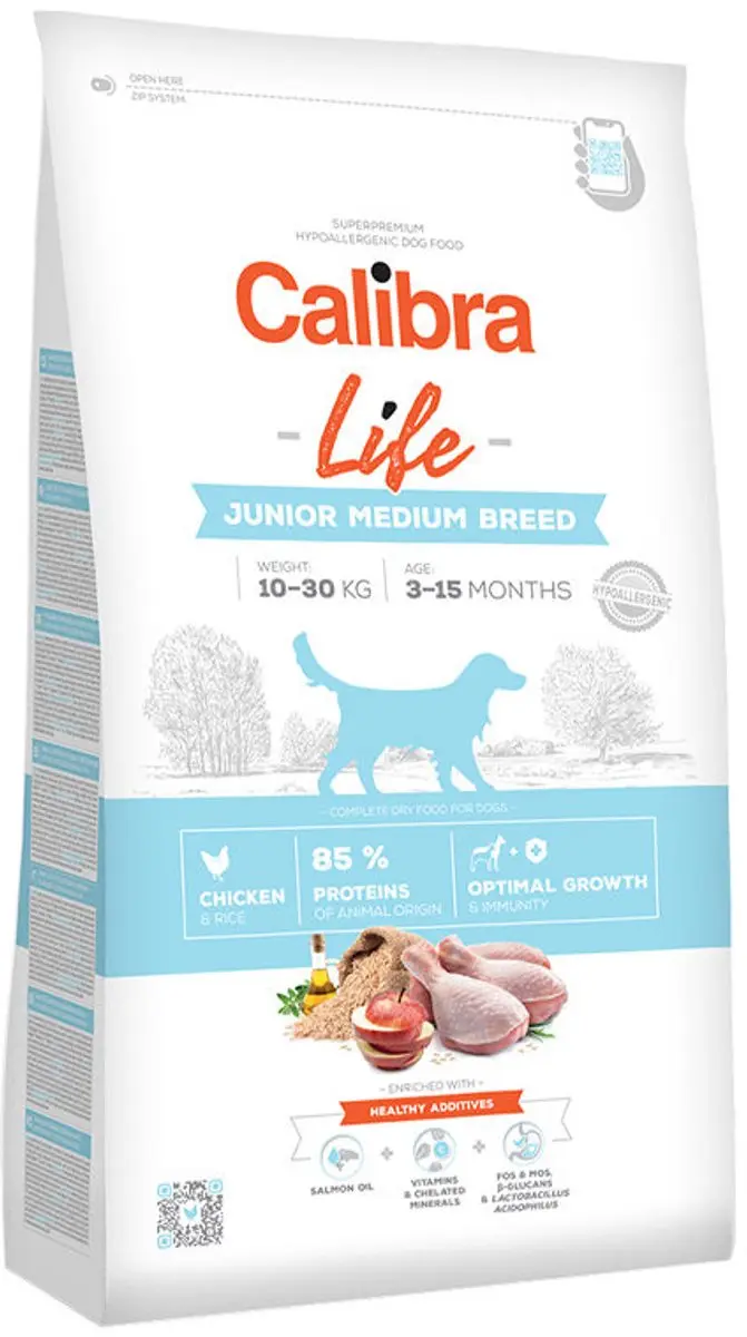Calibra Dog Life Junior Medium Breed Kip 12kg