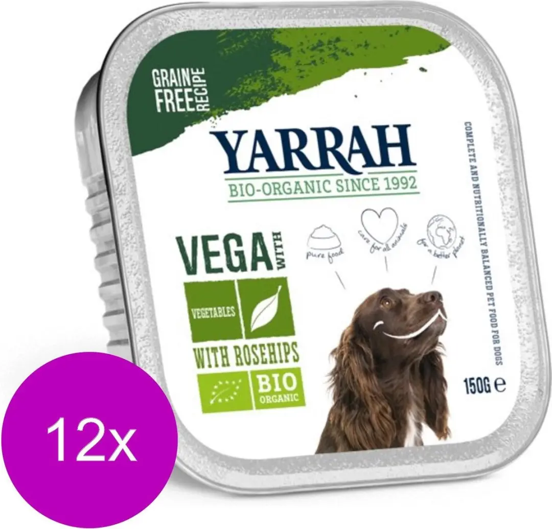 Yarrah Bio Hondenvoer Alucup  Brokjes Vega Met Rozenbottels