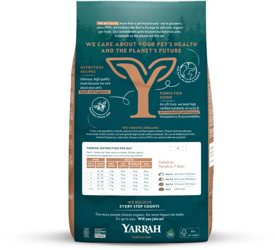 Yarrah Bio Kattenvoer Tarwevrij Kip & Vis 10kg - afbeelding 2 van 6