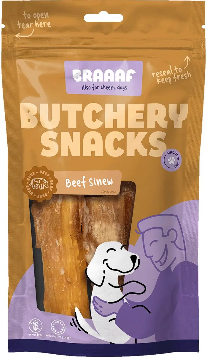 Braaaf Hondensnack Butchery Beef Sinew - 150g - afbeelding 2 van 2