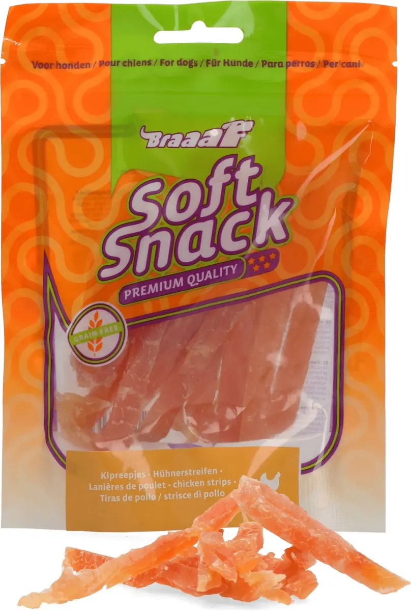 Braaaf Hondensnack Reepjes Kip 85g