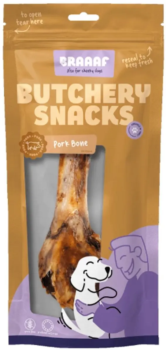 Braaaf Butchery Varkensbot Hondensnack - afbeelding 2 van 2
