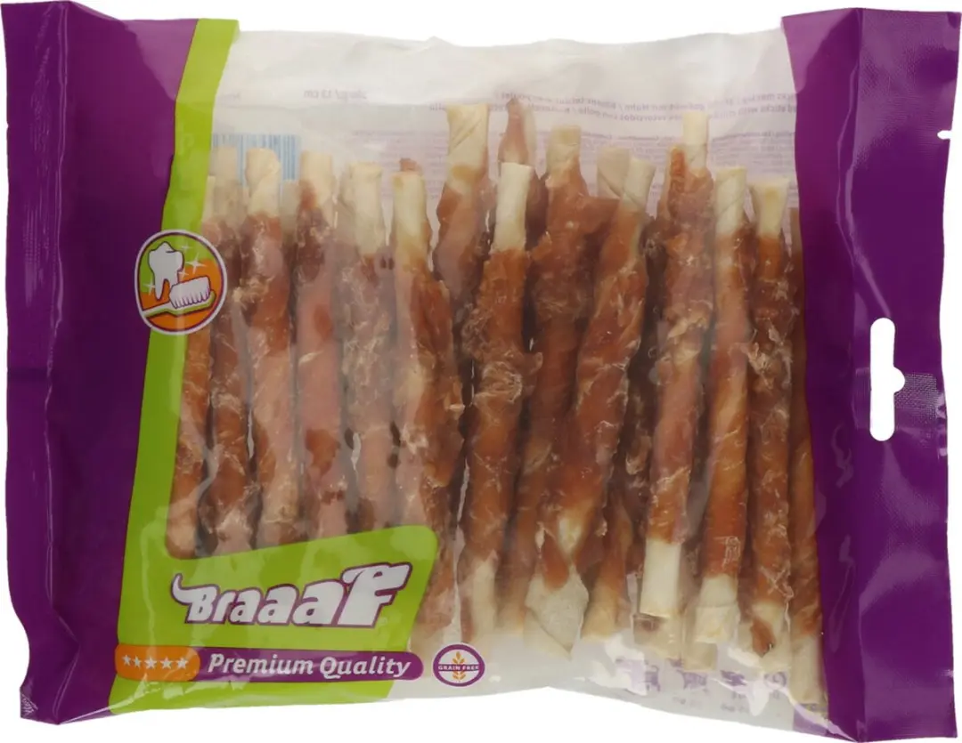 Braaaf Hondensnack Rol Sticks Kip 12,5 cm - 10x 300g - afbeelding 3 van 6