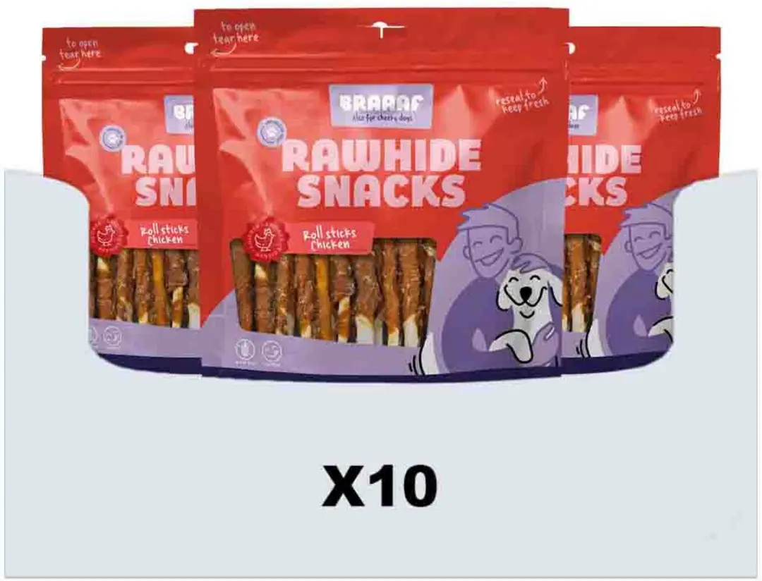Braaaf Hondensnack Rol Sticks Kip 12,5 cm