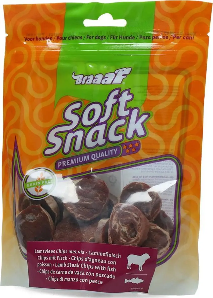 Braaaf Hondensnack Chips Rund Steak met Vis 85g
