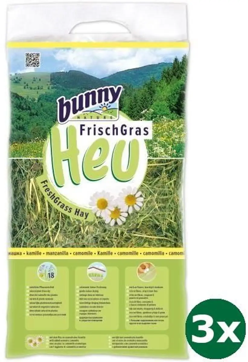 3x500 gr Bunny nature vers gras hooi met kamille