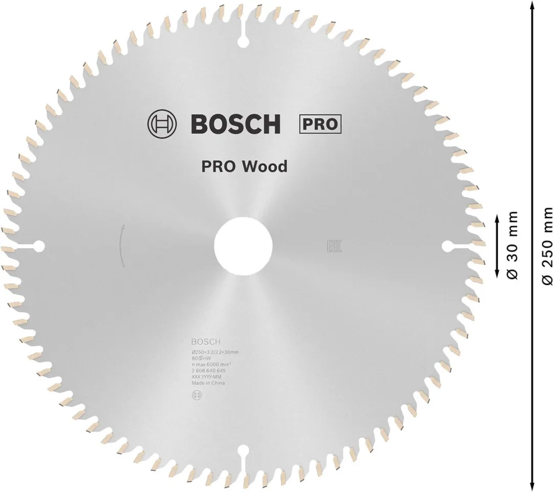 Bosch Professional Cirkelzaagblad 250mm Hout - 80T