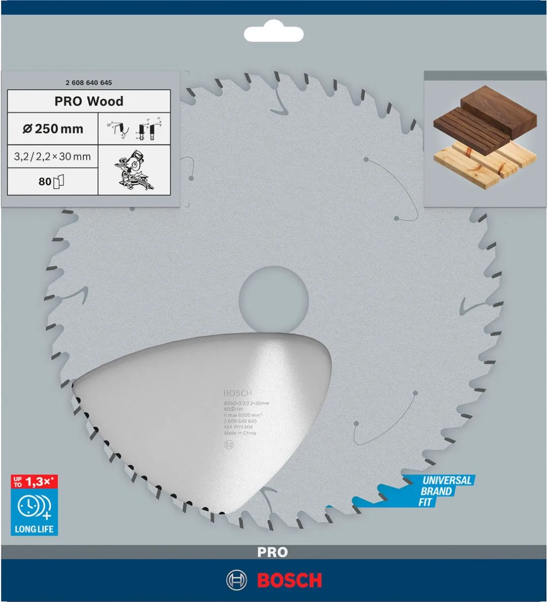 Bosch Professional Cirkelzaagblad 250mm Hout - 80T