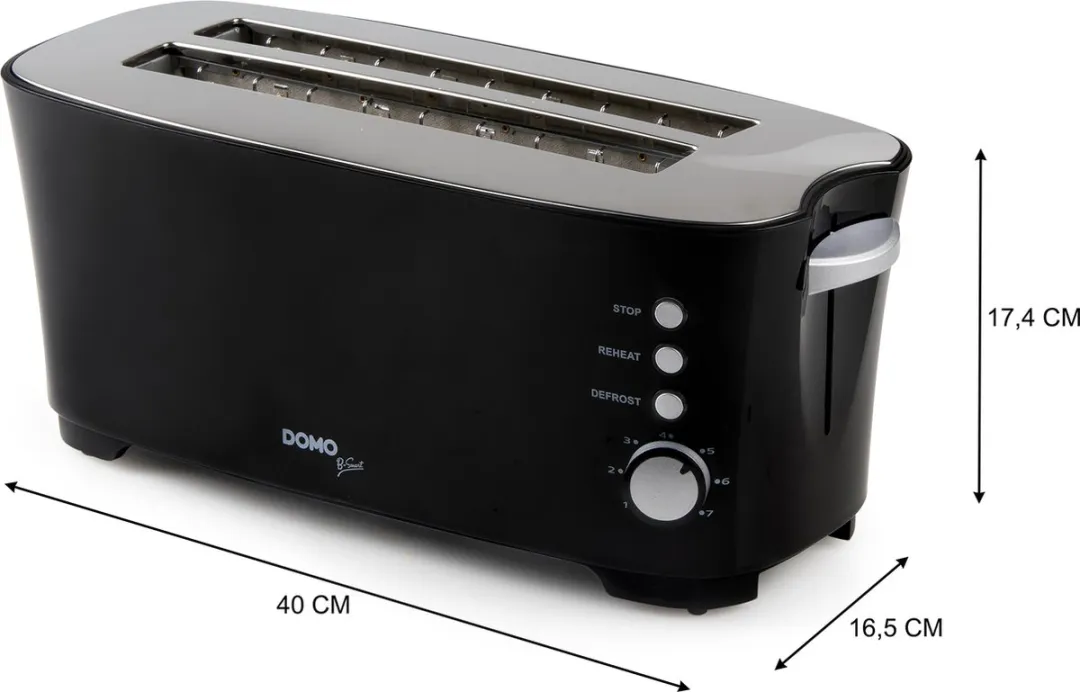 Domo DO961T Broodrooster 4 Sneden - 1350W - Zwart