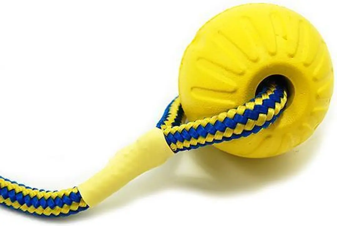 Starmark Swing 'N Fling Durafoam Fetch Bal Aan Koord - M - Geel - afbeelding 2 van 6