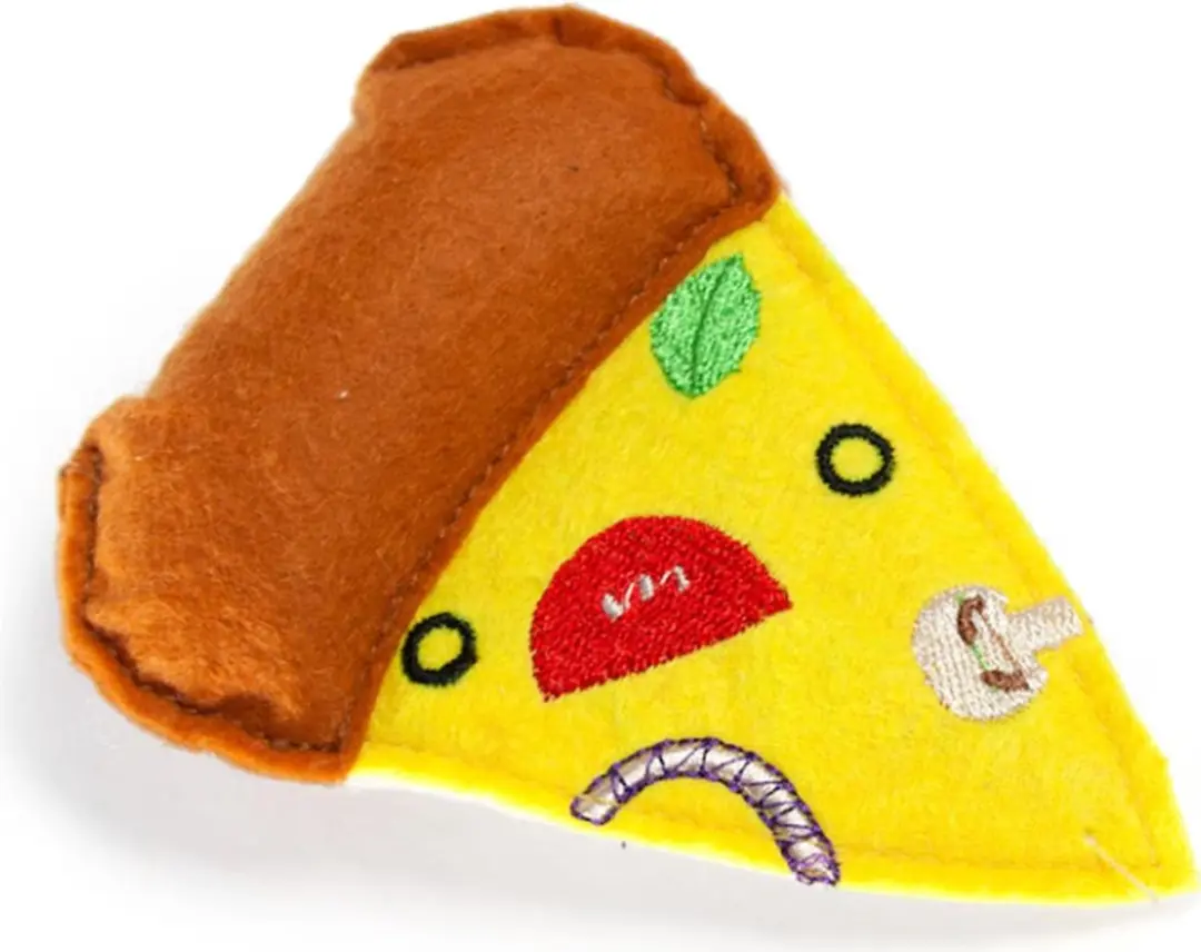 Kattenspeelgoed pizza textiel 10,5 cm