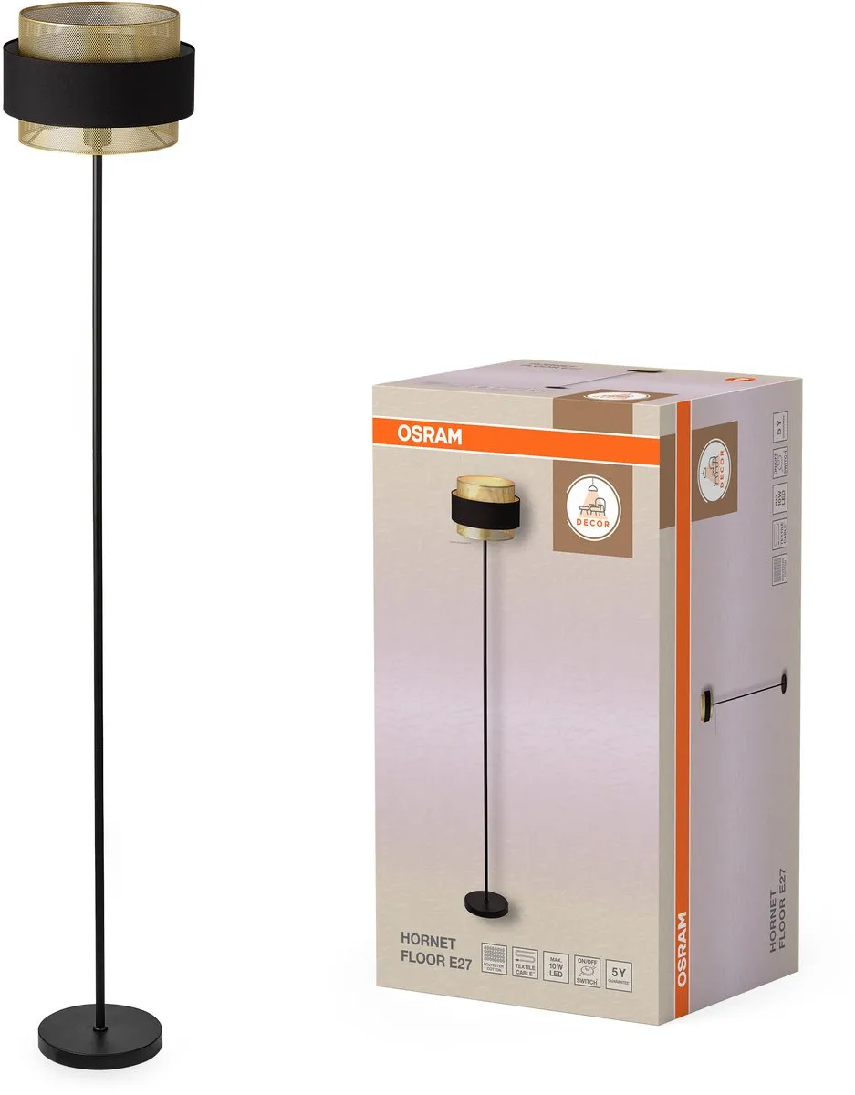 Osram Decor Hornet Vloerlamp E27 - 300mm - Zwart/Goud