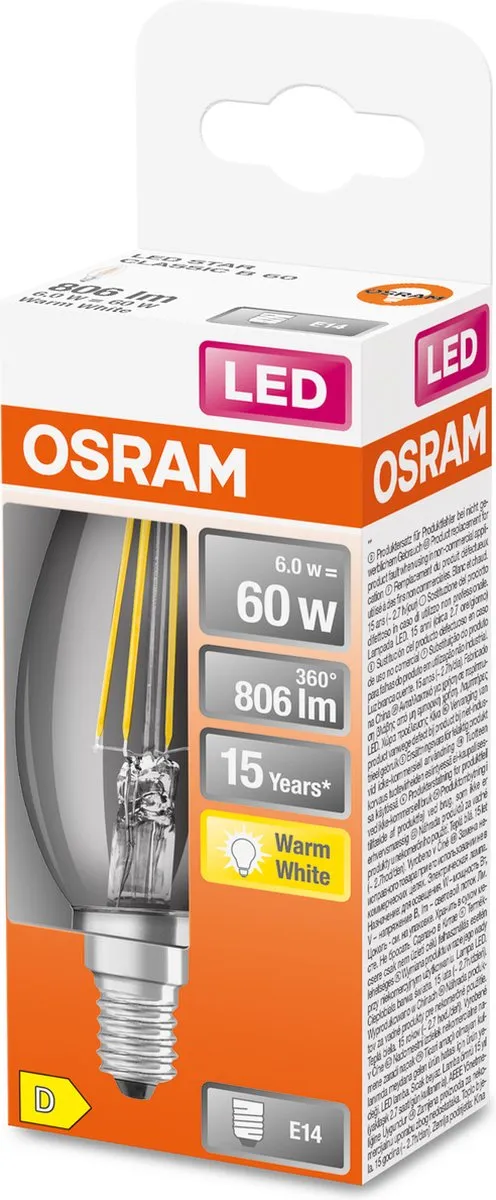 Osram LED Kaarslamp E14 5.5W Warmwit - Ø35mm