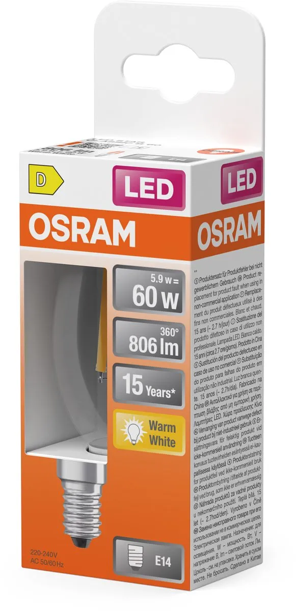 Osram LED Kaarslamp E14 5.5W Warmwit - Ø35mm