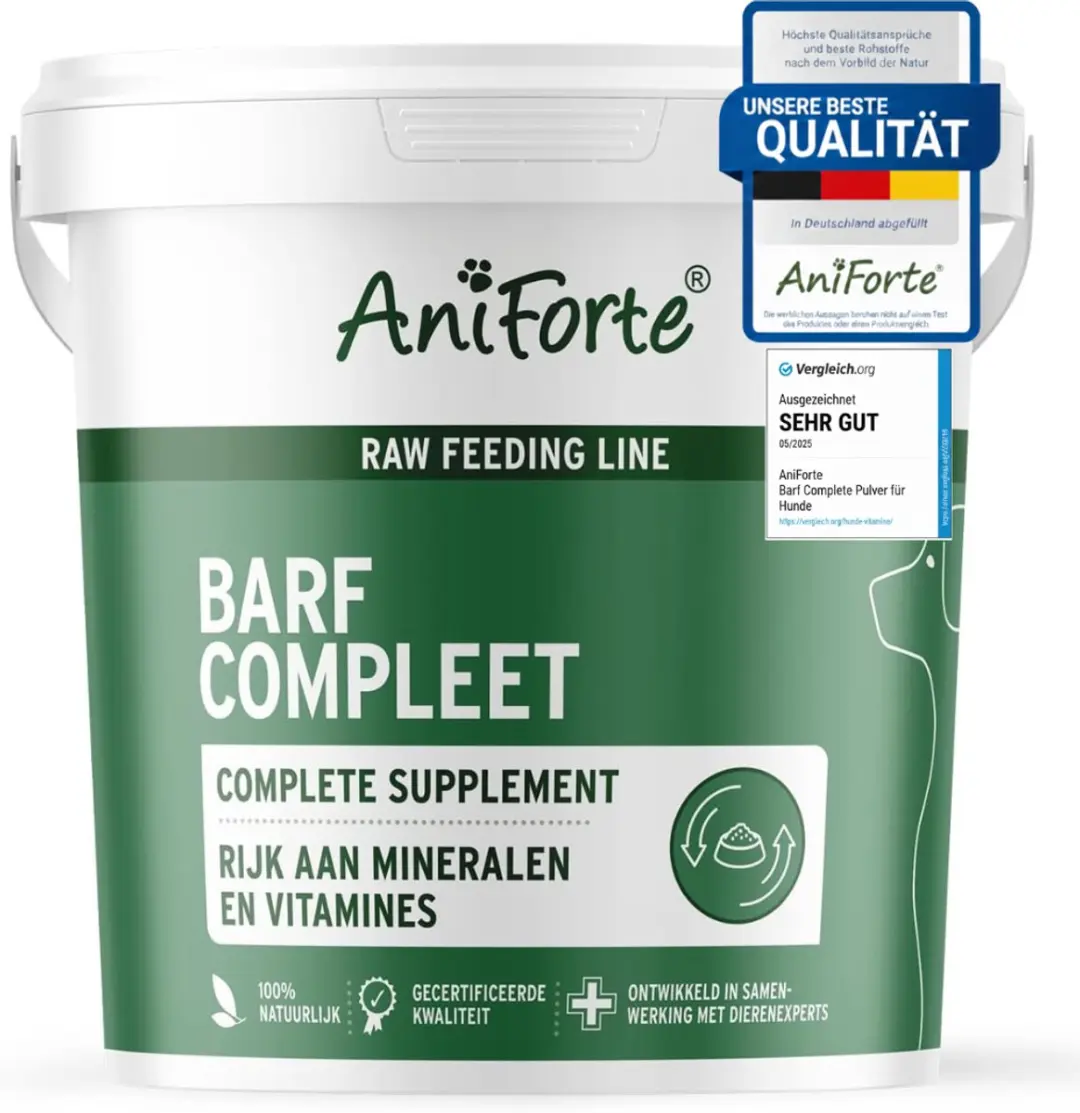 AniForte BARF Compleet Poeder voor Honden 1 kg – Natuurlijke BARF Supplement met Vitaminen, Mineralen & Omega Vetzuren – Gemaakt in Duitsland