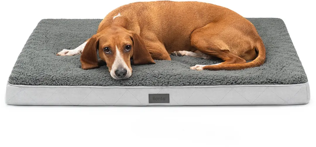 lionto orthopedisch hondenbed, afneembare wasbare hoes 91x69x8 cm grijs