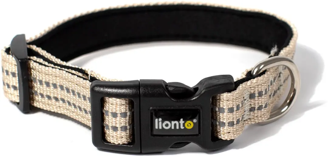 lionto Kattenhalsband, gevoerd, reflecterend & verstelbaar, beige