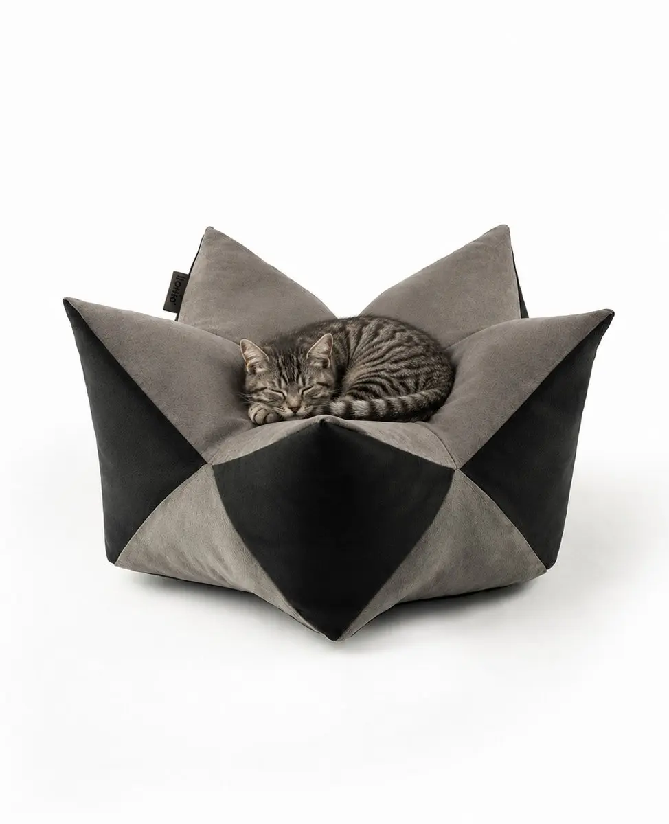 lionto Sterrenkussen kat, zacht kattenbed 70x38 cm grijs/zwart