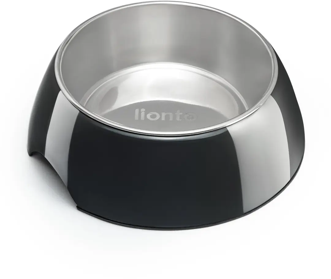 lionto voerbak voor katten, hygiënisch RVS & melamine zwart 420 ml