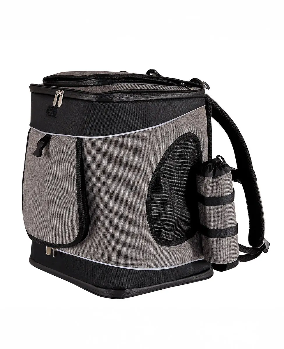 lionto Kattenrugzak, transport rugzak tot 14 kg grijs/zwart