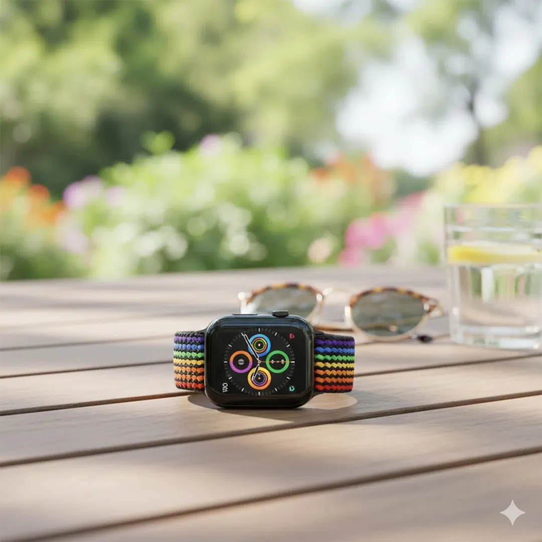NuveX Elastisch Horlogebandje Apple Watch 38-42mm - Regenboog Multicolor