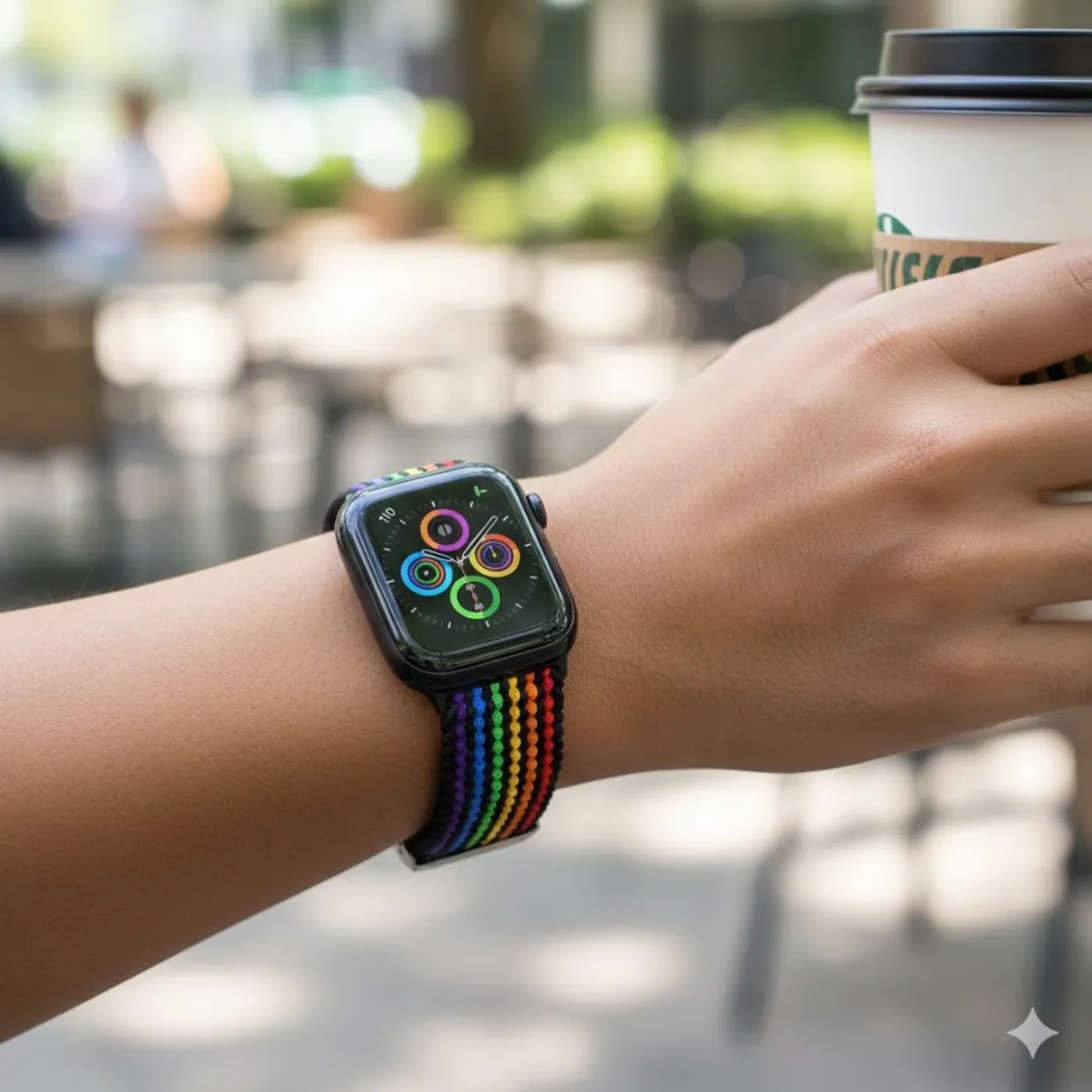 NuveX Elastisch Horlogebandje Apple Watch 38-42mm - Regenboog Multicolor