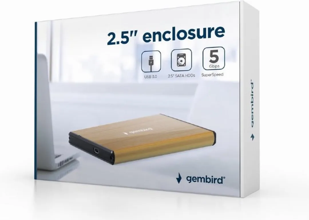 Gembird EE2-U3S-3-GL Externe HDD Behuizing 2.5" - Goud