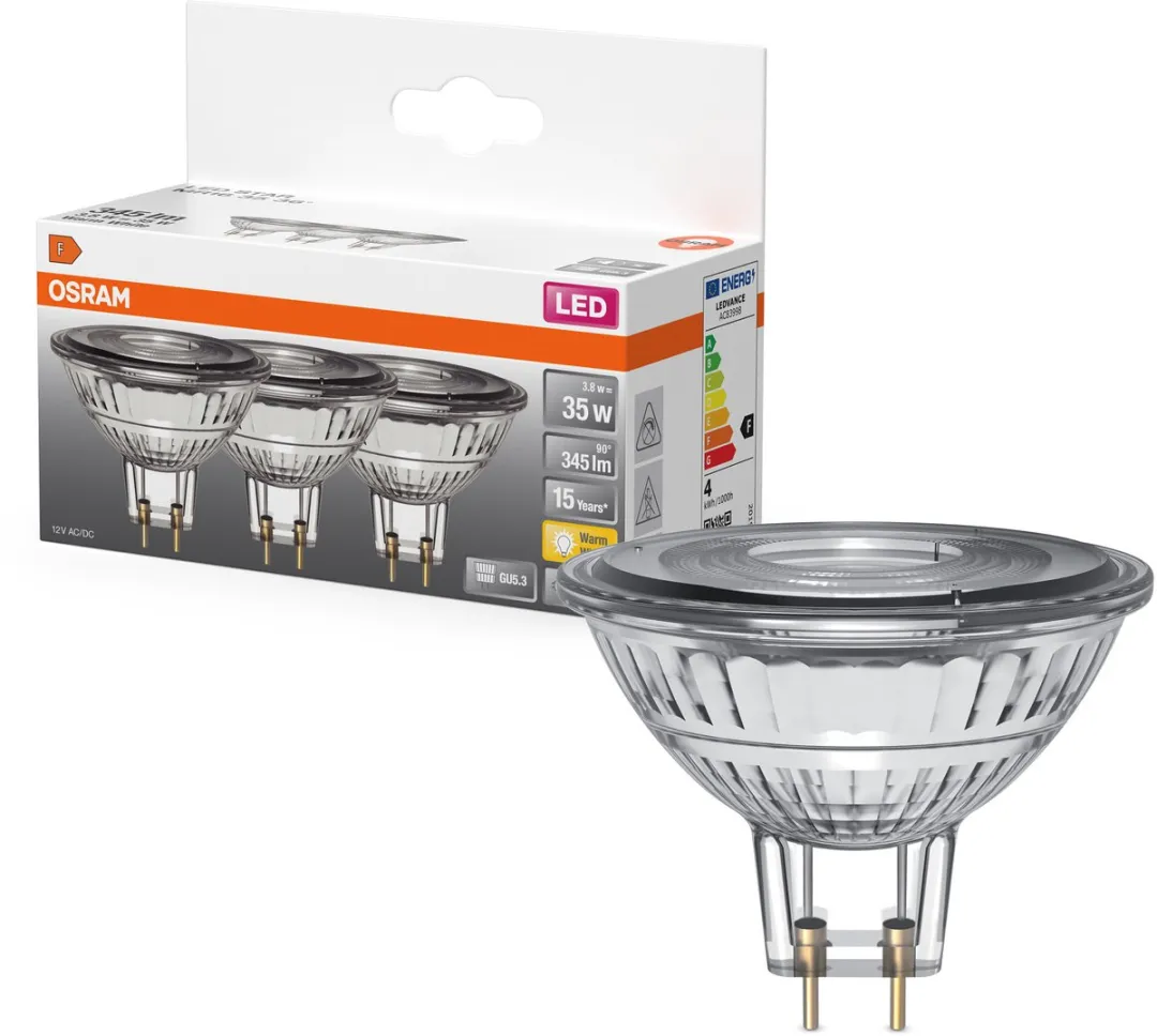 Osram LED Spotlamp Star MR16 3,8W 2700K - 36° - 345 lm - 3 Stuks