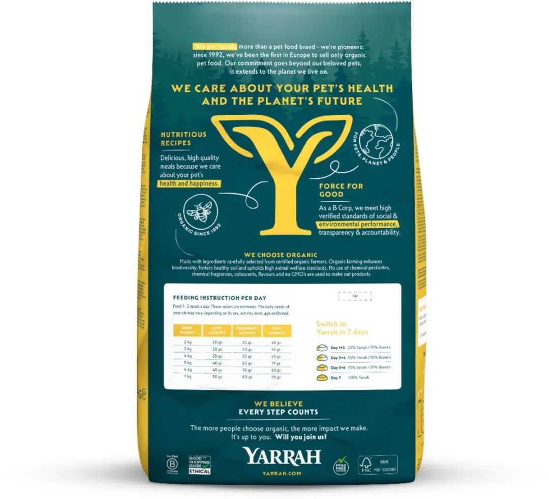 Yarrah Biologisch Adult Kip Kattenvoer - 10kg - afbeelding 2 van 6