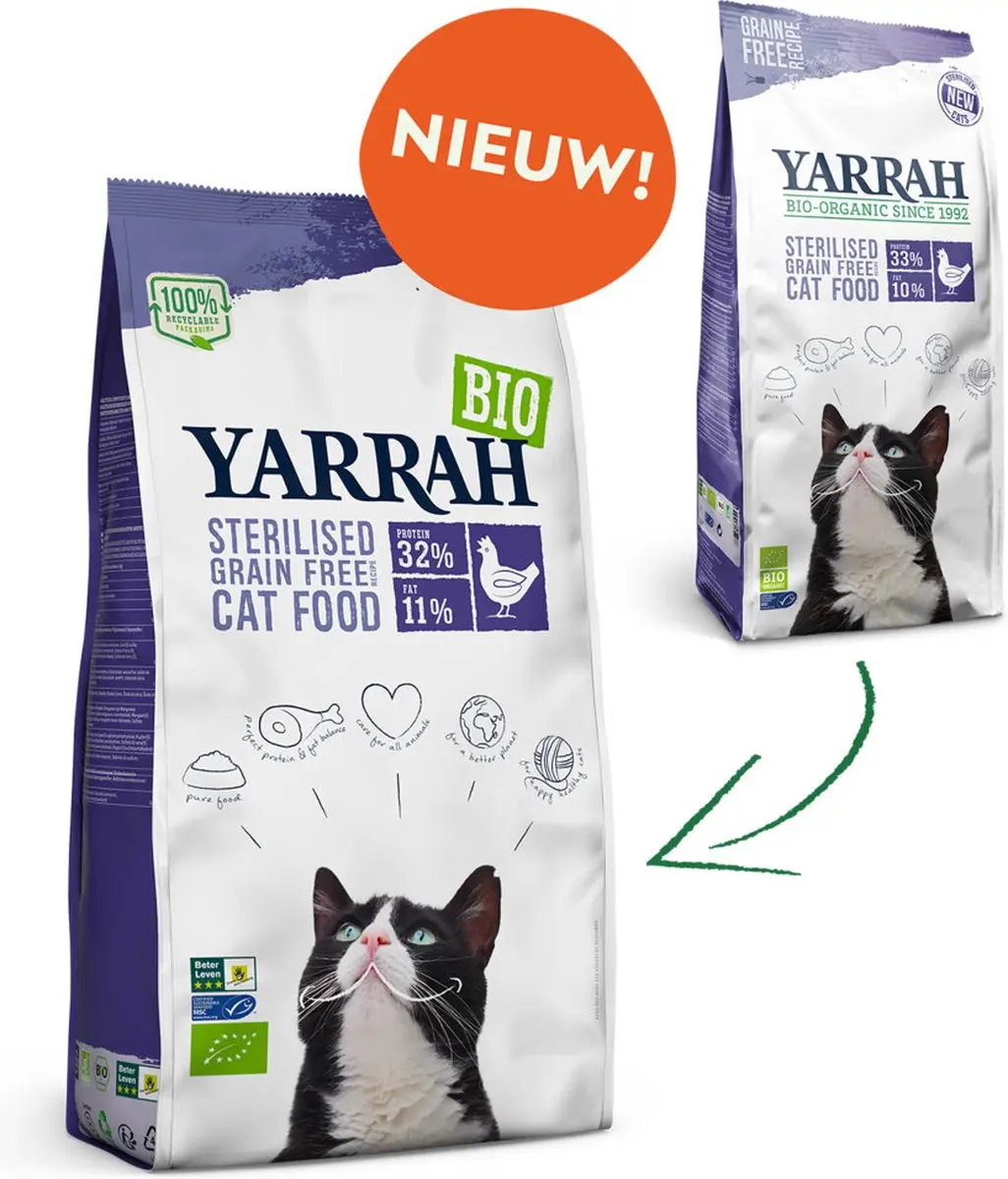 Yarrah Bio Kattenvoer Sterilised 2kg - 4x - afbeelding 3 van 6