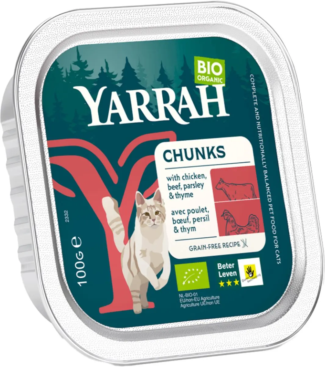 Yarrah Biologische Kattenbrokjes in Saus Kip en Rund 100g - afbeelding 5 van 6
