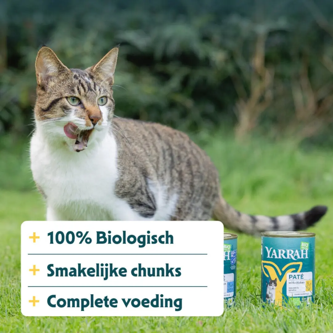 Yarrah Bio Kattenvoer Chunks Kip - 405g - 12x - afbeelding 3 van 6