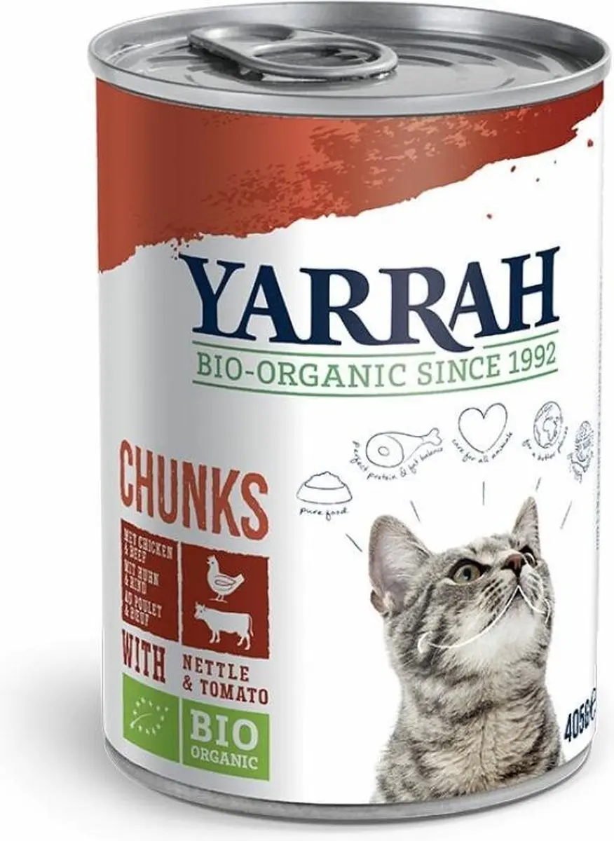 Yarrah Cat Blik Brokjes In Saus Kip & Rund 12 x 405g