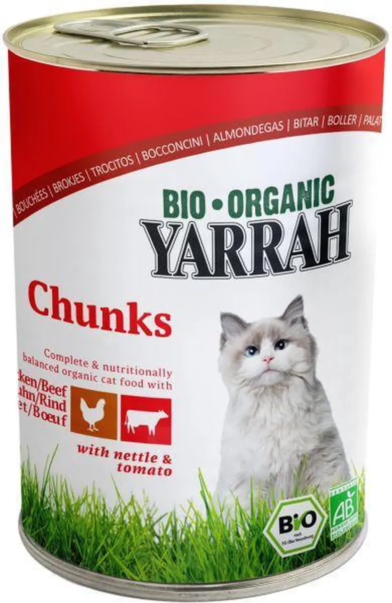 Yarrah Cat Blik Brokjes In Saus Kip & Rund 12 x 405g - afbeelding 2 van 6